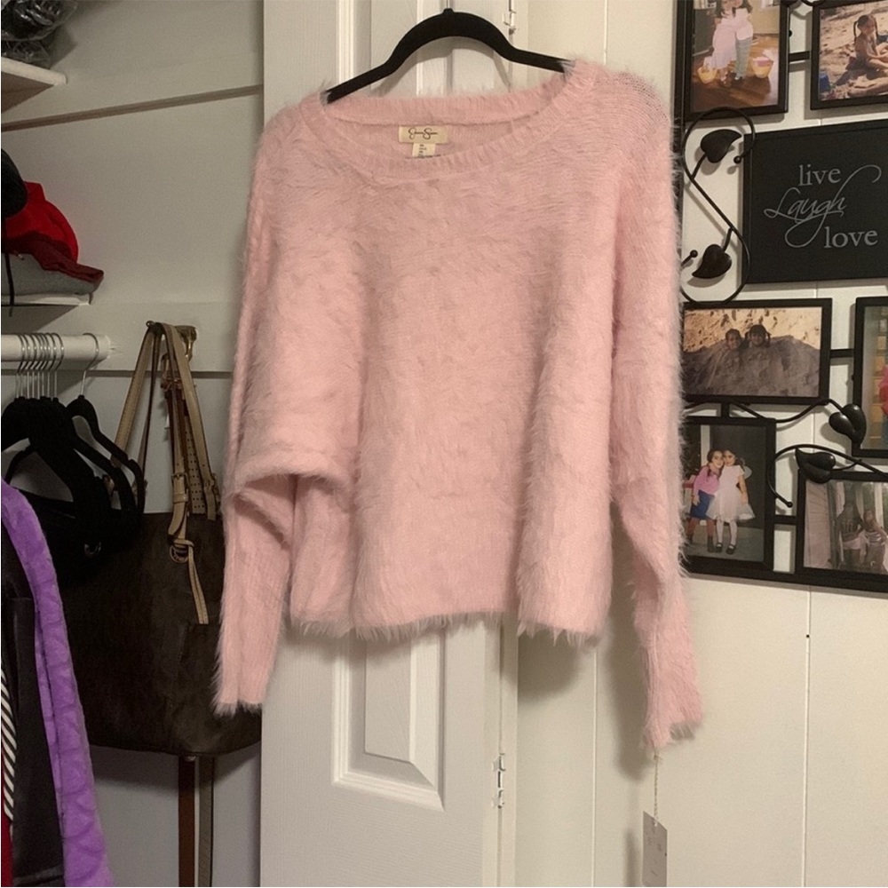Jessica Simpson Fuzzy Light Pink Sweater